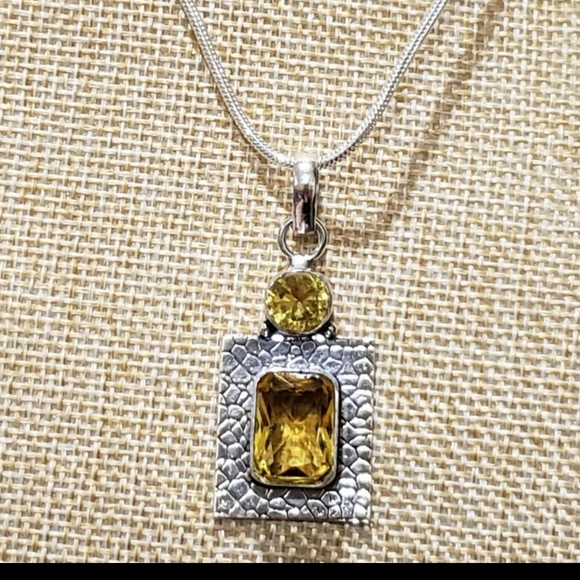 Beautiful Handmade Citrine Gemstone 925 Pendant Silver Necklace - Picture 2 of 9